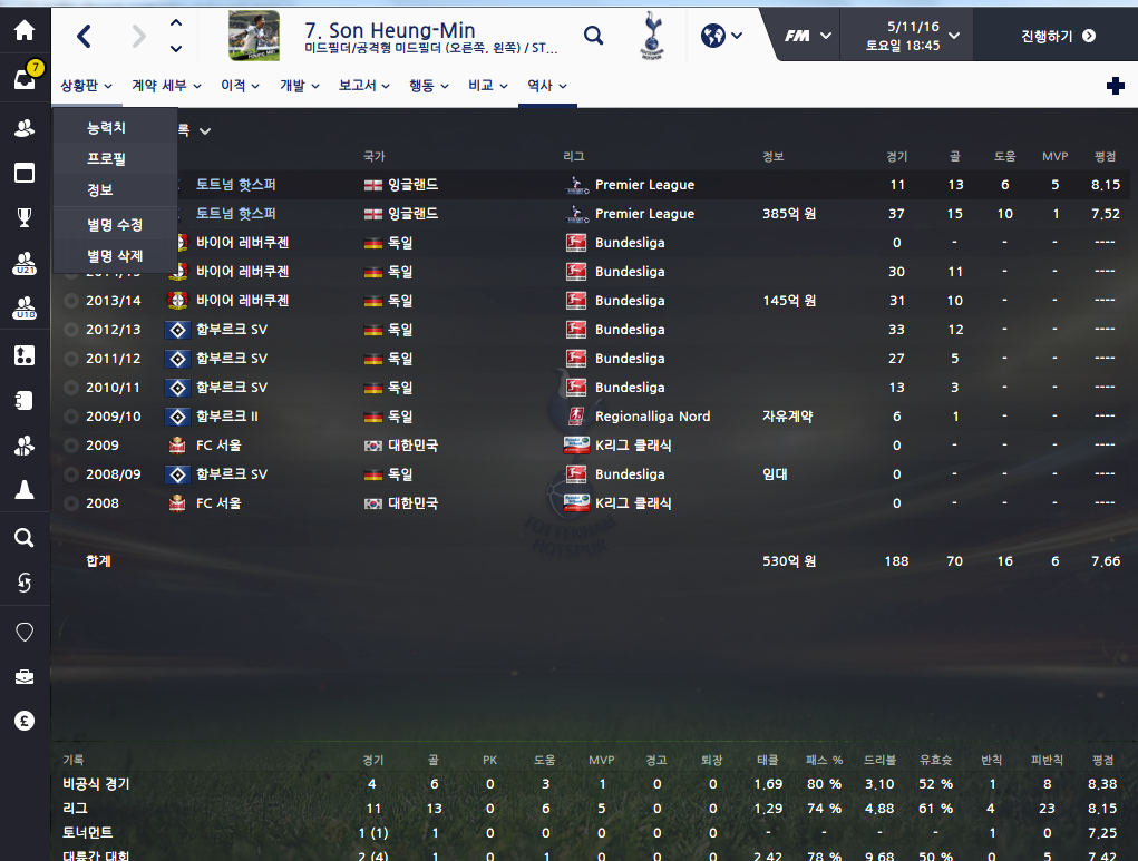 [FM16] 맨체스터 시티vs토트넘(feat손흥민) | 인스티즈