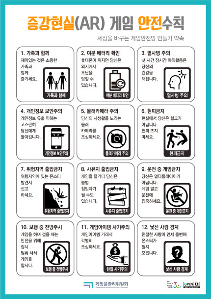게등위에서 배포하는 AR게임 안전수칙 | 인스티즈