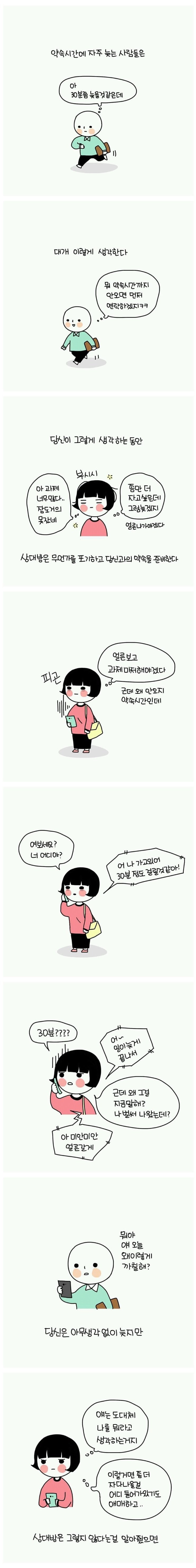 약속시간에 늦는 사람들의 마인드.jpg | 인스티즈