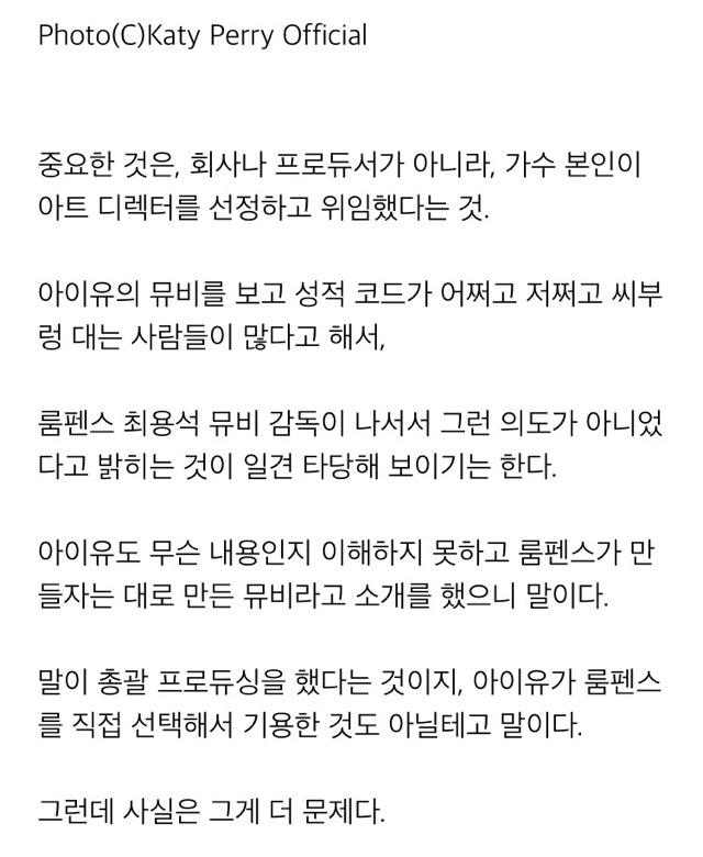 아이유 뮤직비디오 감독 의견에 대한 문화부 기자 이상무님 글 | 인스티즈